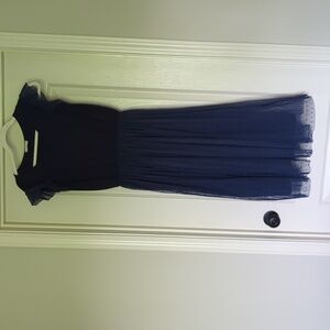 Navy Tulle Midi Dress